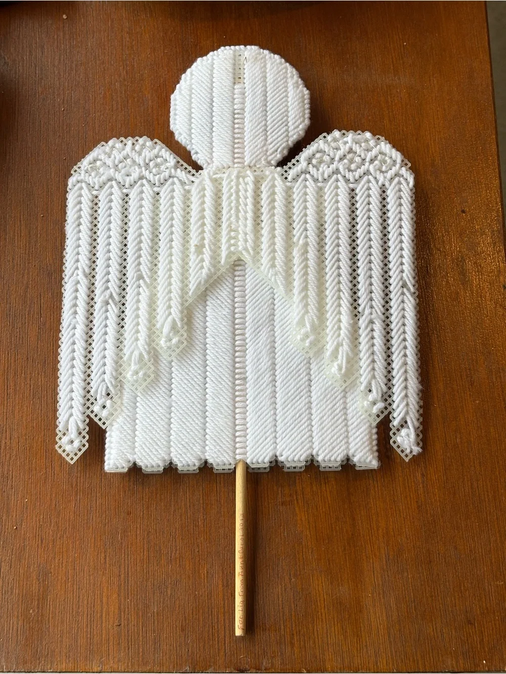 Handmade Crocheted Angel with Pearl Accents - White & Peach